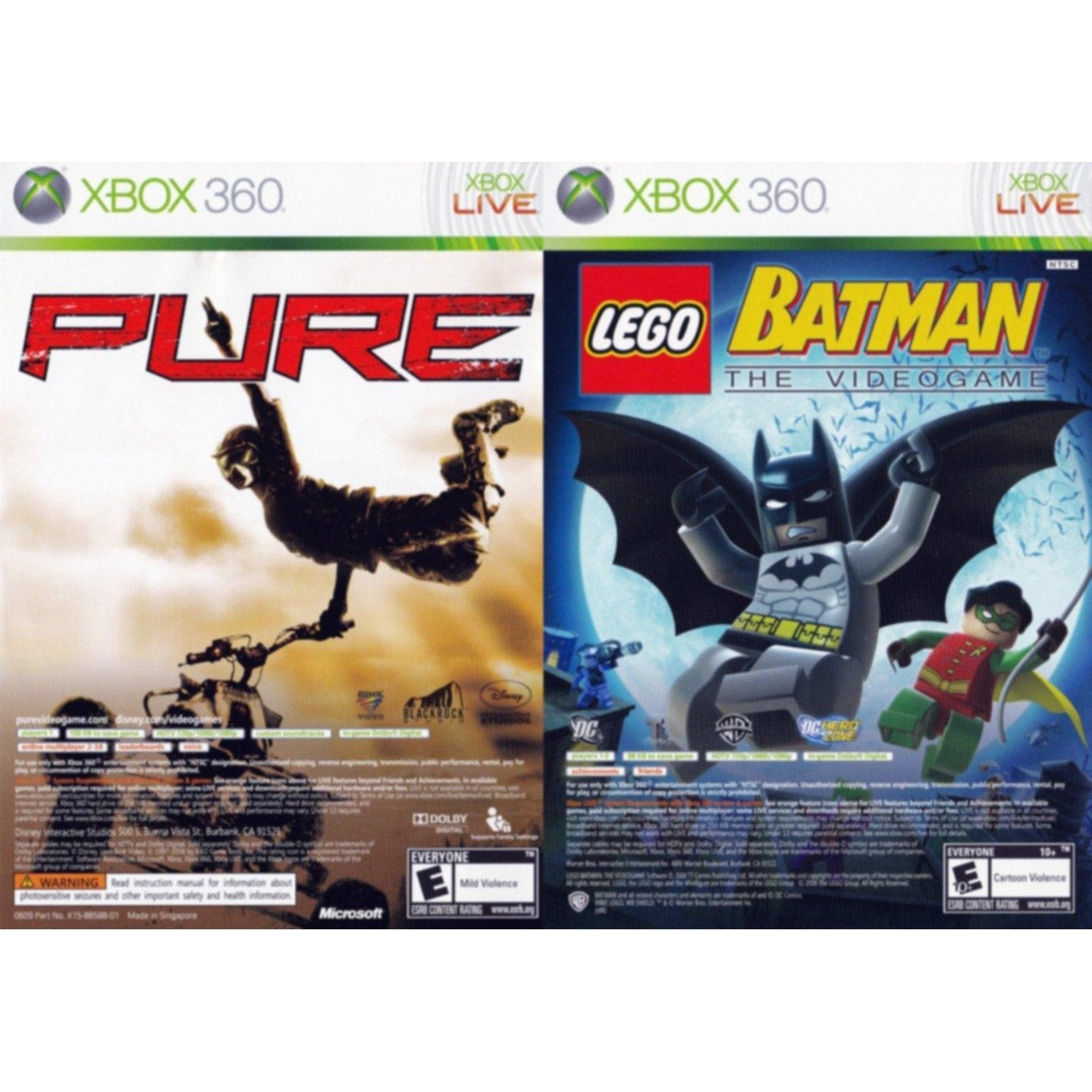 Lego Batman The Videogame & PURE Double Pack Microsoft Xbox 360 Game from 2pgaming