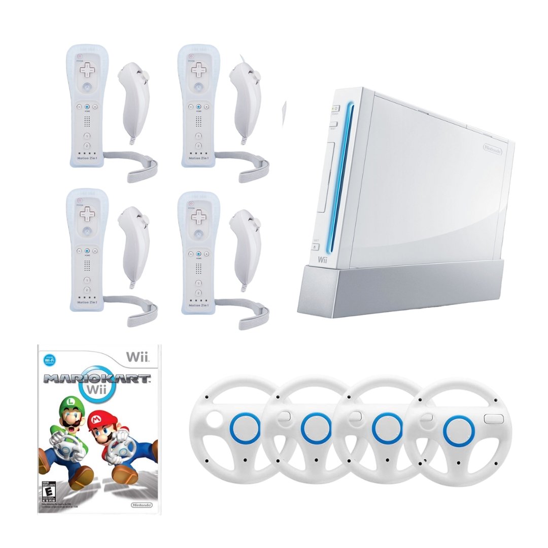 Nintendo Wii Console - White - 2 Motion Plus Controllers - You Chose Bundle - Mario Kart from 2pgaming