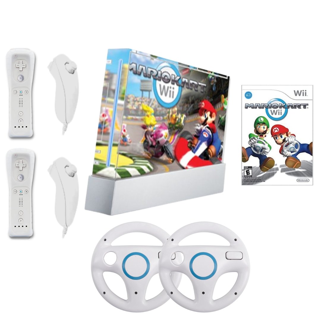Nintendo Wii Video Game Console Bundle Custom Mario Kart Skin - Mario Kart Game, 2 New Controllers from 2pgaming