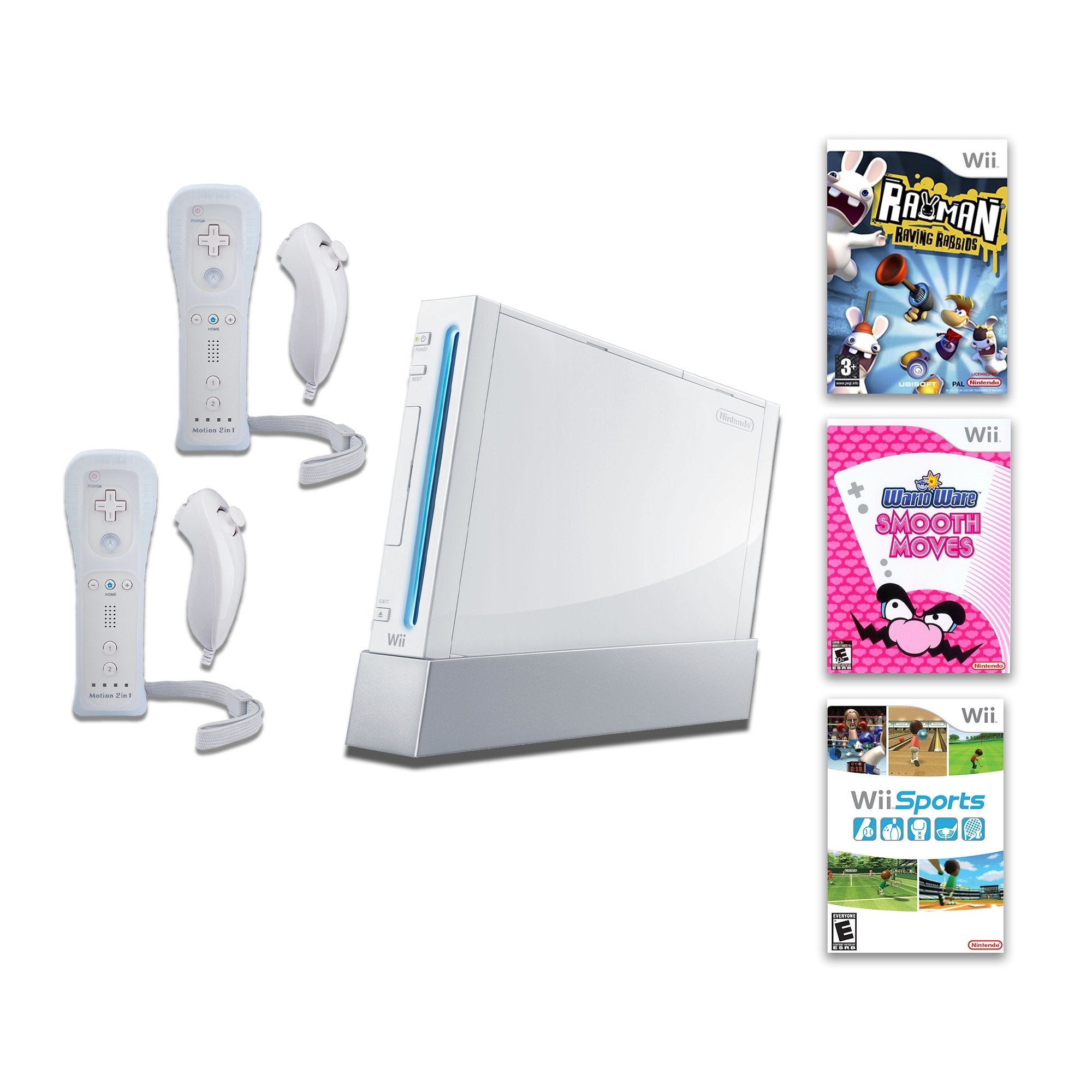 Nintendo Wii Video Game Console Bundle, Wii Sports, Warioware Smooth Moves from 2pgaming