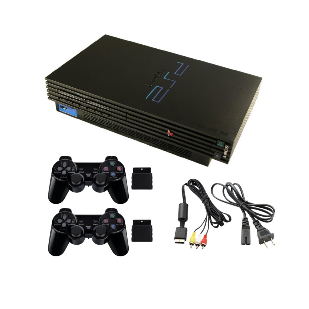 SONY PlayStation 2 PS2 Fat Console Bundle Black - GTA San Andreas - 2 Wireless Controllers from 2pgaming