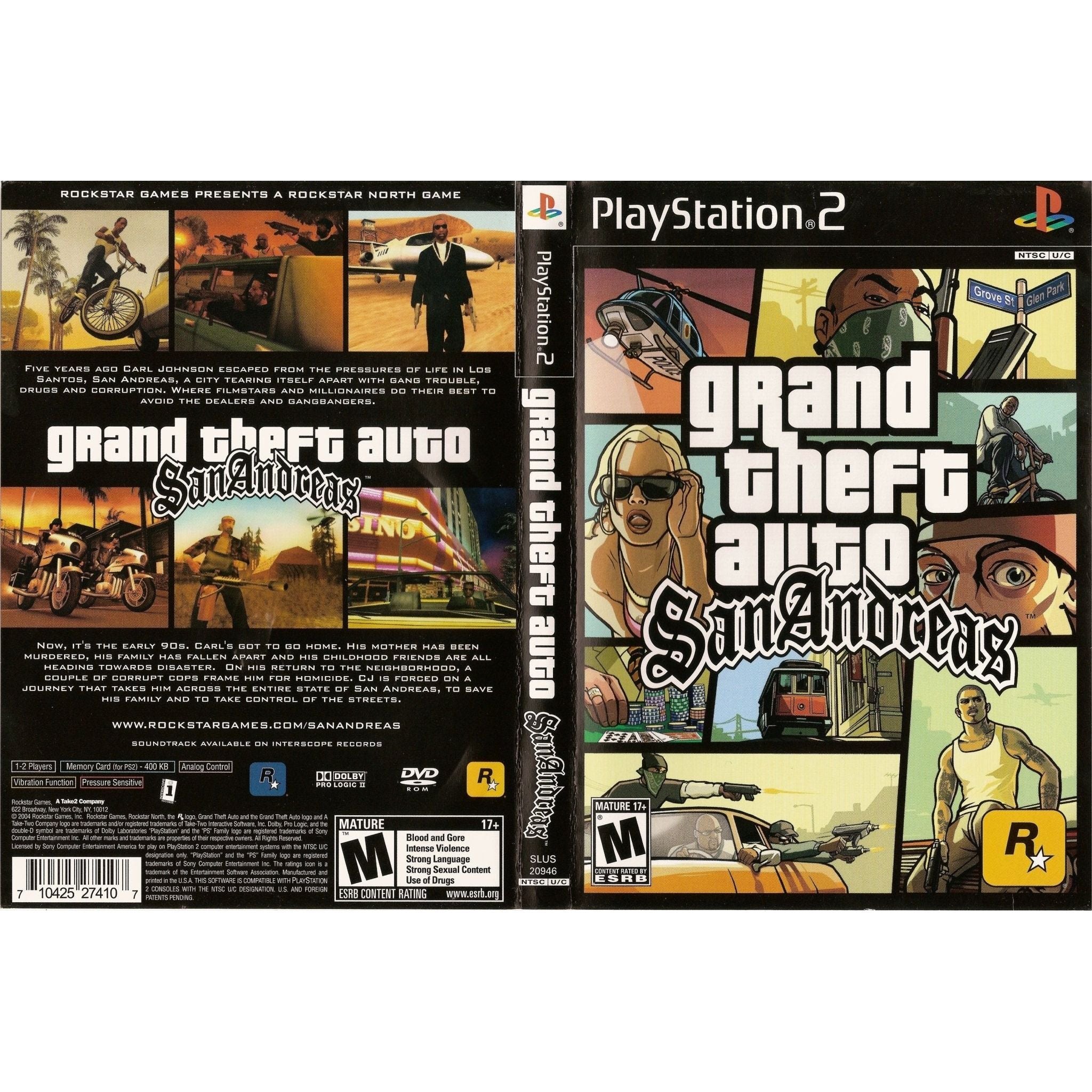 SONY PlayStation 2 PS2 Fat Console Bundle Black - GTA San Andreas - 2 Wireless Controllers from 2pgaming
