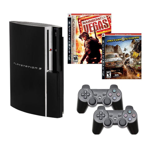 SONY PlayStation 3 PS3 Fat Console Bundle Black - Rainbow Six Vegas - Motor Storm - 2 Wireless Controllers from 2pgaming