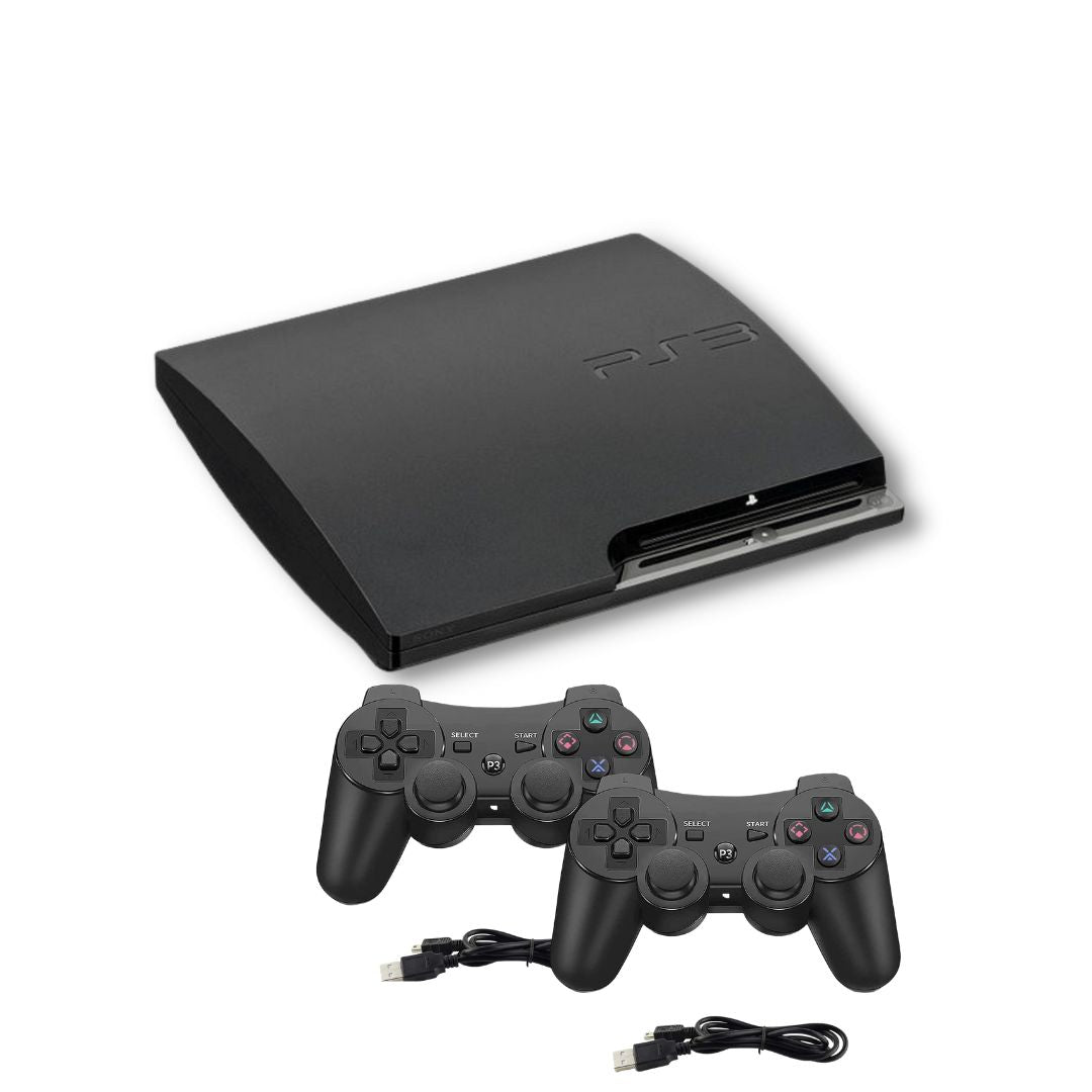 SONY PlayStation 3 PS3 Slim Console Black - 2 Wireless Controllers from 2pgaming