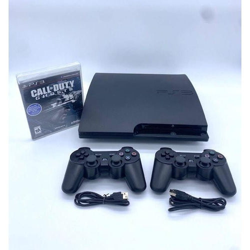 SONY PlayStation 3 PS3 Slim Console Black - New Call Of Duty Ghosts - 2 Wireless Controllers from 2pgaming