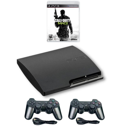SONY PlayStation 3 PS3 Slim Console Black - New Call Of Duty Modern Warfare 3 MW3 - 2 Wireless Controllers from 2pgaming