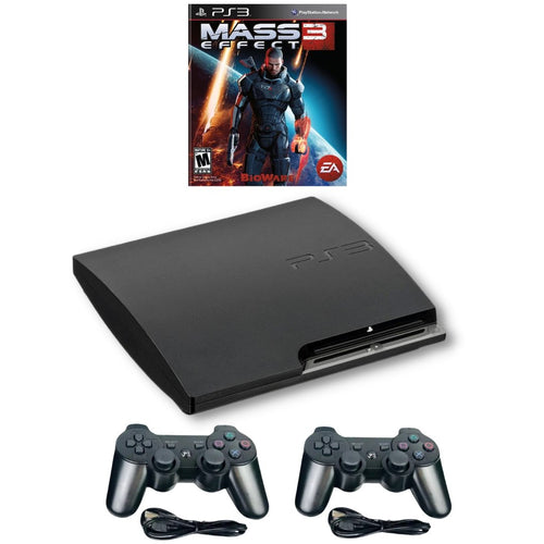 SONY PlayStation 3 PS3 Slim Console Black - New Mass Effect 3 - 2 Wireless Controllers from 2pgaming