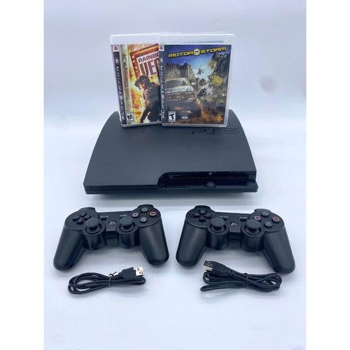 SONY PlayStation 3 PS3 Slim Console Bundle Black - Rainbow Six Vegas - MotorStorm - 2 Wireless Controllers from 2pgaming