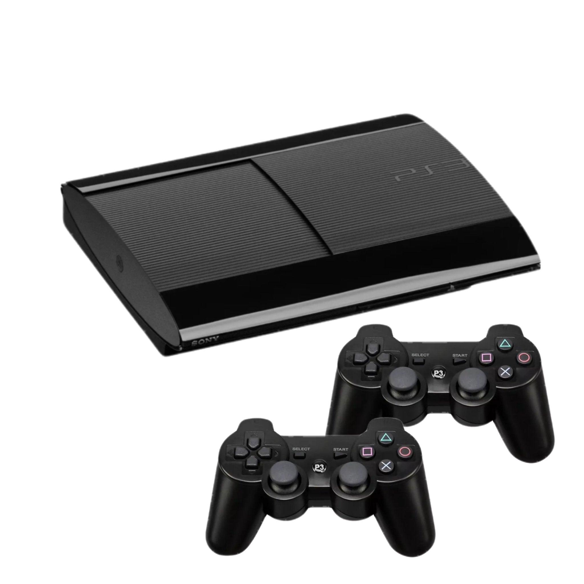 SONY PlayStation 3 PS3 Super Slim Console Black - 2 Wireless Controllers from 2pgaming