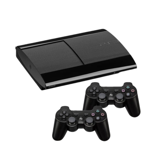 SONY PlayStation 3 PS3 Super Slim Console Black - 2 Wireless Controllers from 2pgaming