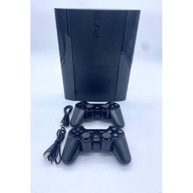 SONY PlayStation 3 PS3 Super Slim Console Black - 2 Wireless Controllers from 2pgaming