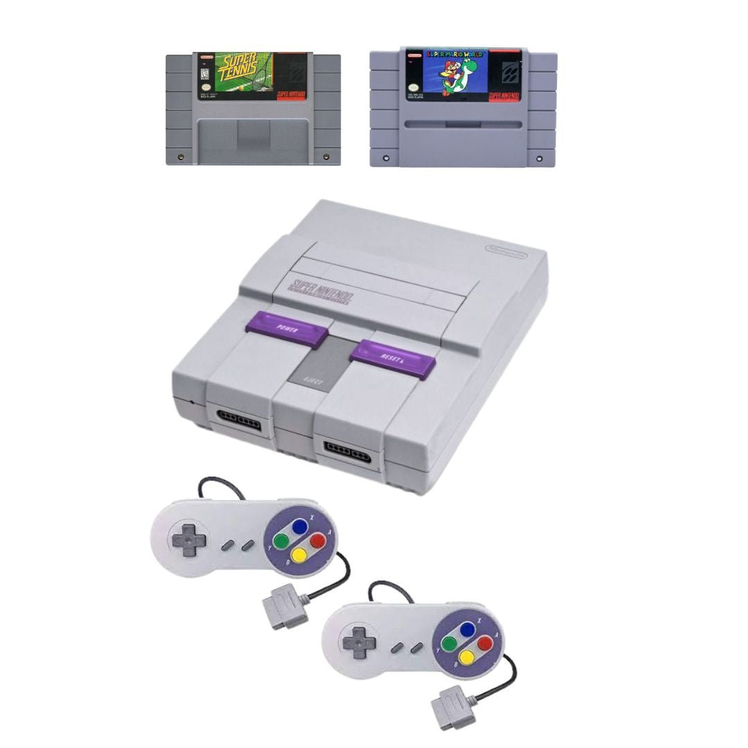 Super Nintendo SNES Console Bundle, Super Mario World & Super Tennis from 2pgaming