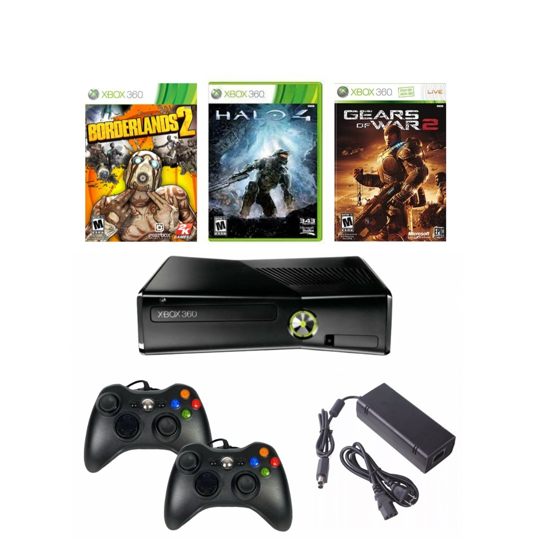 Xbox 360 S Console Bundle, Halo, Gears Of War, Borderlands from 2pgaming