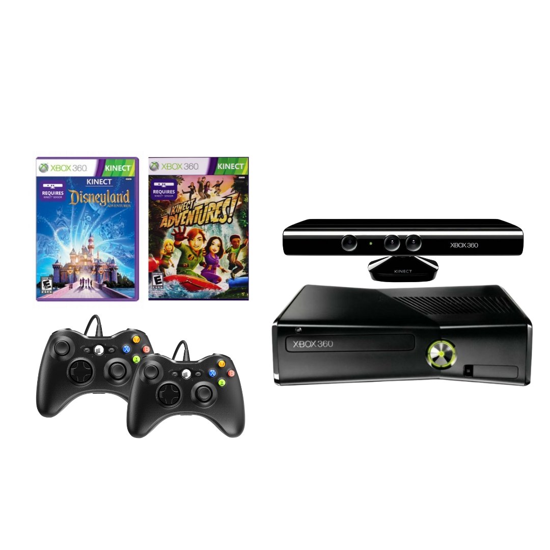 Xbox 360 Slim Kinect Console Bundle, Kinect Adventures, Disneyland Adventures from 2pgaming
